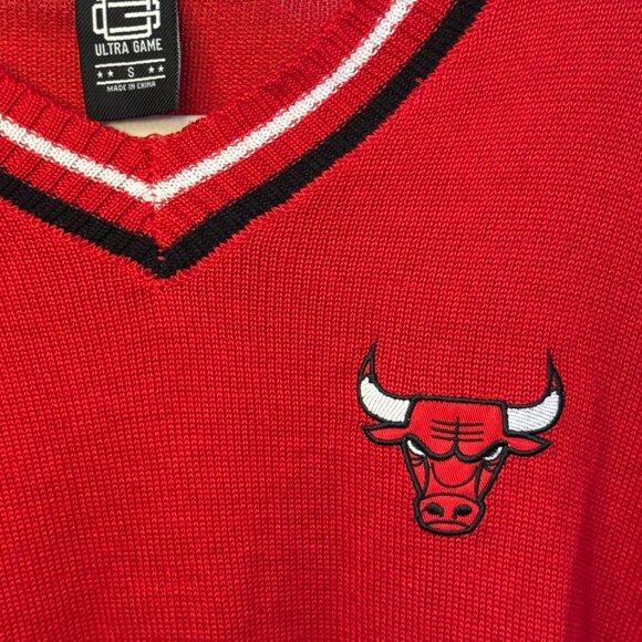 Ultra Game Chicago Bulls V-Neck Sweater NBA Red Size Small - Picture 5 of 8